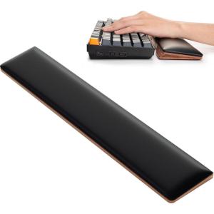 imageCOLORCORAL Keyboard Wrist Rest Ergonomic Keyboard Arm Rest for wrist with Memory Foam Durable Wooden Keyboard Wrist Support with AntiSlip Rubber Base for Typing Pain Relief Comfort for Office GamingBlack
