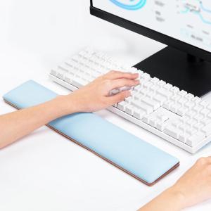 imageCOLORCORAL Keyboard Wrist Rest Ergonomic Keyboard Arm Rest for wrist with Memory Foam Durable Wooden Keyboard Wrist Support with AntiSlip Rubber Base for Typing Pain Relief Comfort for Office GamingLightblue