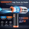 imageCOLORCORAL 12in1 Cordless Compressed Air Duster with 2Speeds 120000RPM LED Light Computer Vacuum Air Duster 2in1 Perfect for Deep Cleaning Keyboards PCs Cars and Electronics