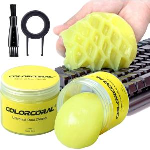 imageCOLORCORAL 2Pack Cleaning Gel Universal Dust Cleaner for Car Vent Keyboard Cleaning Detailing Slime Putty Cleaning Kit Car Accessories Gifts for Adults Men Women Kids TeensYellow