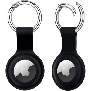 imageCOLORCORAL AirTag Holder 4 Pack AirTag Case with Keychain Silicone Air Tag Cover Key Finder Tracker MultiColor Protective Sleeve for Pet Tracking Kids BagsLuggage2PackBlack