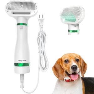 imageCOLORCORAL Pet Hair Dryer Brush White Safe for All Hair Types Flexible Stainless Steel Bristles 3 Temperature Settings 300W Unisex Hair Brush for Small ampamp Medium Dogs ampamp Cats