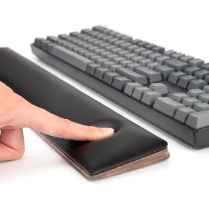 imageCOLORCORAL Wrist Rest for Computer Keyboard Ergonomic Wrist Support with Memory Foam Walnut Wooden Wrist Pad with AntiSlip Rubber Base for Typing Pain Relief Comfort for Office GamingBlack
