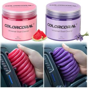 imageCOLORCORAL 2Pack Car Cleaning Gel Car Putty for Cleaning for Cars Interior Car Cleaning Supplies Reusable Durable Auto Detailing Tools for Keyboard Vent Cleaner Slime Blue ampamp Purple 320g112oz