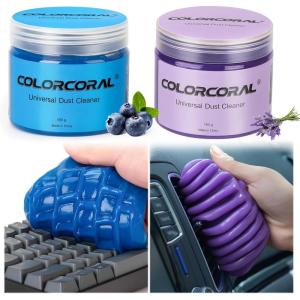 imageCOLORCORAL 2Pack Sticky Icky Car Cleaning Gel Green Apple Scent  Detailing Gel for Vents Keyboards and More320g4 Pack