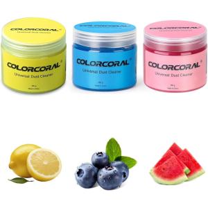 imageCOLORCORAL 3Pack Cleaning Gel Universal Dust Cleaner for Car Vent Keyboard Cleaning Detailing Slime Putty Cleaning Kit Car Accessories Gifts for Adults Men Women Kids Teens