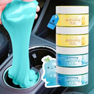 imageCOLORCORAL 4 Pack Car Cleaning Gel Reusable Auto Slime Cleaner Dust Cleansing GelsVehicle Interior Cleaning Care PuttyKeyboard Cleaner Goop for Car Vent Corners CrevicesOffice Desktops DebrisLavender  Lemon