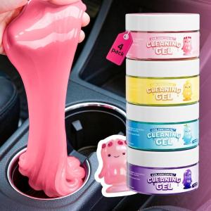 imageCOLORCORAL 4 Pack Car Cleaning Gel Reusable Auto Slime Cleaner Dust Cleansing GelsVehicle Interior Cleaning Care PuttyKeyboard Cleaner Goop for Car Vent Corners CrevicesOffice Desktops DebrisLavender  Rose  Lemon